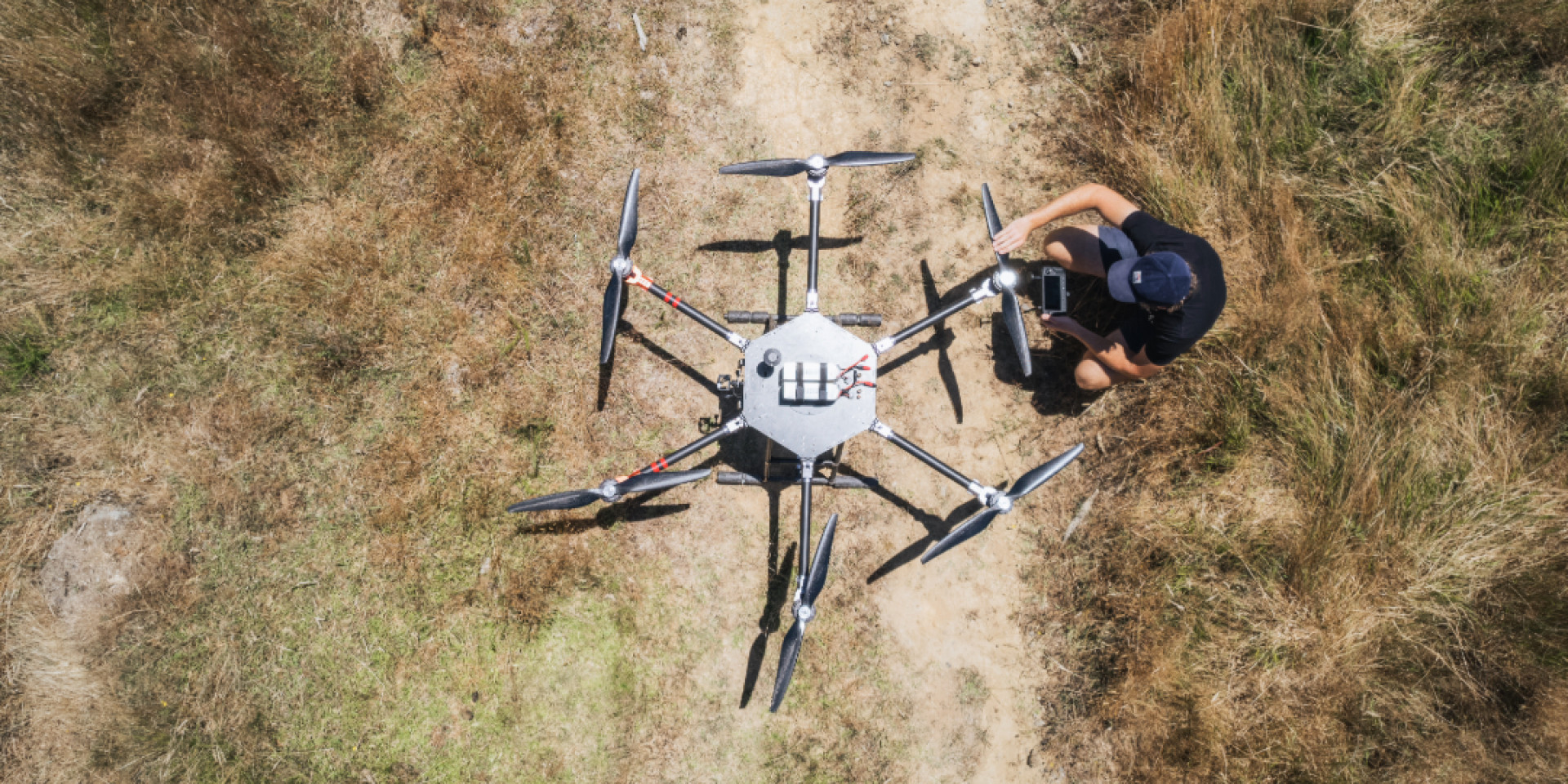 The Envico team launch their Aerial Seed Pod drone