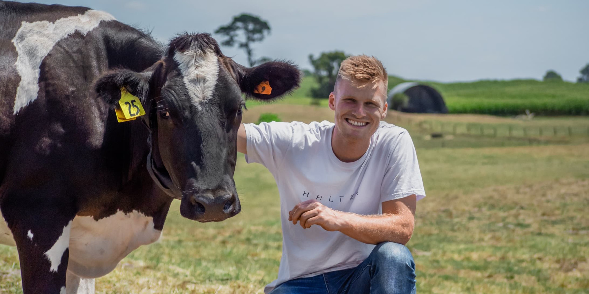 Farmer and cow